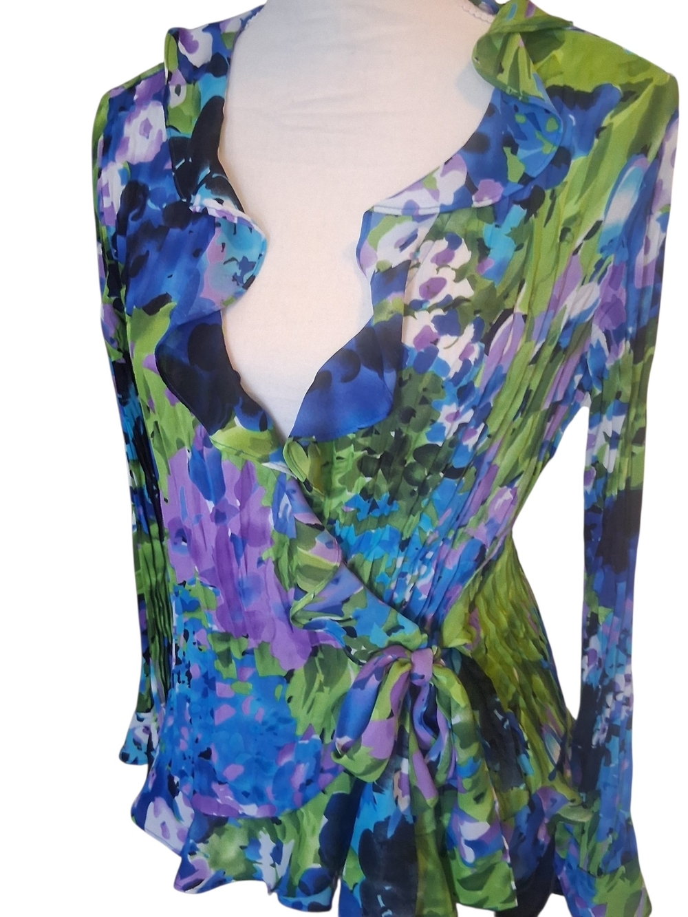 Sunny Leigh Petite Blouse in Blue, Purple & Green
